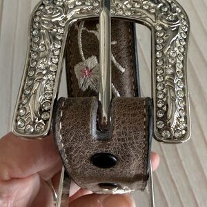 Angel Ranch Girls Floral Embroidered Western Belt – Size 22